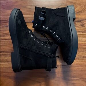Black Suede Combat Boots